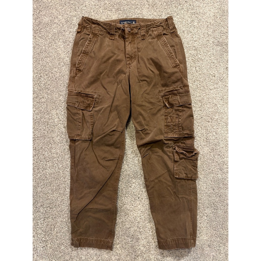 Abercrombie & Fitch Cargo Pants Mens 30x32 Brown Loose Fit Multi-Pocket Cotton